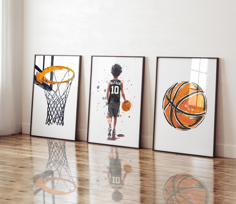 Personliga basketkonsttryck: Pojkrumstryck (digital nedladdning) bild 2