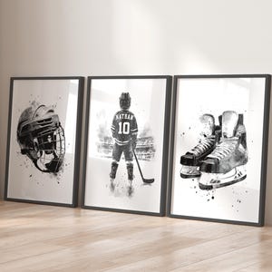Personliga Hockeytryck: Väggkonst för pojkars sovrum (set om 3) (digital nedladdning)