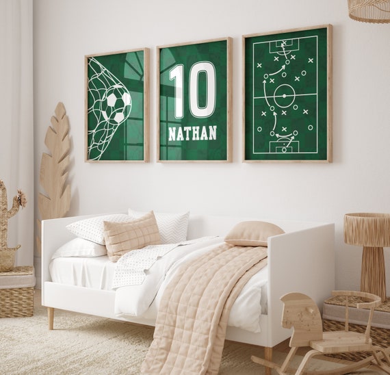 Personalized Soccer Prints Set: Custom Name Jersey, Boys Room