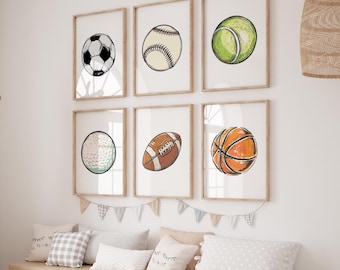 Sports Nursery Prints: Playful Wall Art for Kids Room (Digital Download)