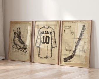 Láminas artísticas de hockey personalizadas: nombre y número personalizados (descarga digital)