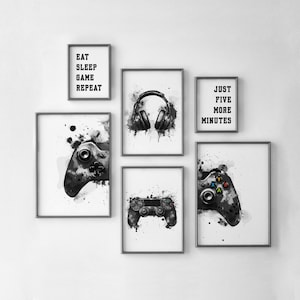 Paket med 6 speltryck för pojkar, spelrumsinredning, anpassade spelposters för pojkar, spelpresent till pojkars sovrum, väggkonst till pojkars rum