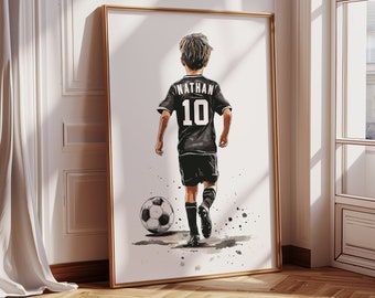 Personalized Soccer Wall Art Print, Personalized Soccer Print, Boys Bedroom Decor, Kid Bedroom Soccer Decor, Soccer Jersey Name Print