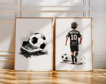 Personalized Soccer Prints Set: Boys Room Decor (Digital Download)