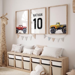 Personalized Monster Truck Prints for Boys Room Decor, Monster Truck Wall Art, Monster Truck Poster, Kids Nursery Art, Boy Room Car Wall Art
