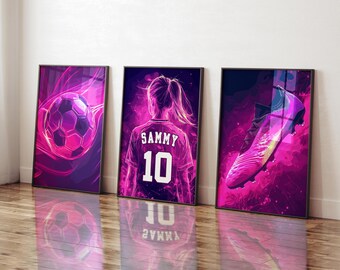 Personalized Girls Soccer Prints: Custom Name Wall Art (Digital Download)