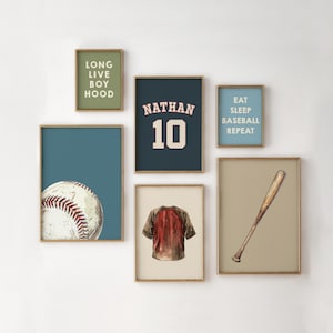 Personalized Baseball Wall Art For Boys, Vintage Baseball Jersey Print, Custom Name Baseball Poster, Boys Room Decor, Baseball Nursery