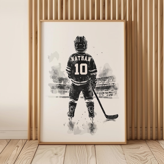 Personalized Hockey Wall Art Print, Custom Hockey Print,  Hockey Poster, Hockey Gift for Boys Bedroom Decor, Hockey Jersey Art