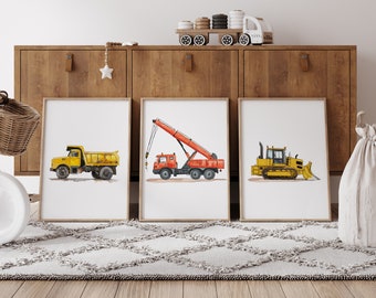 Construction Vehicle Prints: Watercolor Truck Nursery Art (Digital Download)