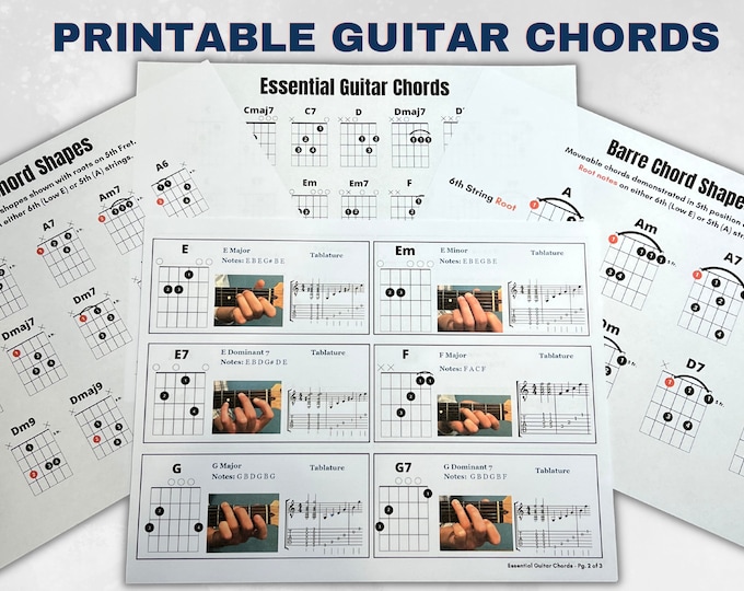 Beginner Guitar Chord Chart, Basic Chords Sheet (instant Download ...