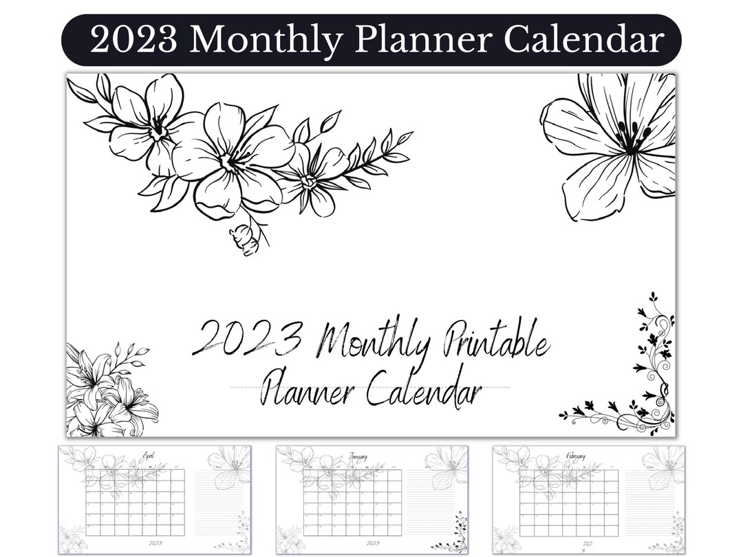 2023-monthly-floral-calendar-2023-planner-printable-monthly-planner