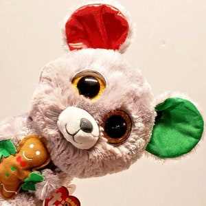 Christmas Mouse Plush TY Beanie Boo Mac the Christmas Mouse