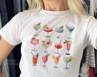 Cocktail Baby Tee Martini Womens Shirt Aesthetic Collage Baby Tee Cute Aesthethic Women's T-Shirt