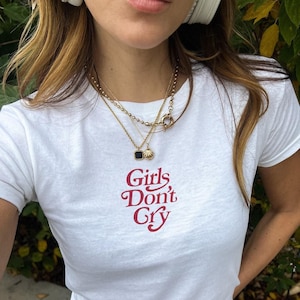 Cute Retro Girls Don&#39;t Cry Kids Tee, Trending Typography Baby Shirt, Cool Crop Top for Women, Vintage Inspired Design, Cool Girl Shirt