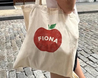 Sac fourre-tout Fiona Apple en toile de coton Sac fourre-tout blanc et noir style typographie vintage