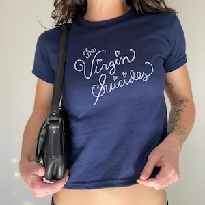 Sofia Coppola Navy Baby Tee The Virgin Suicides Film Baby tee Coquette Cute Hand Drawn Typography with White Writing Film Lover Gift