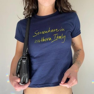 Camiseta infantil Me Chame Pelo Seu Nome Algum Lugar No Norte Da Itália Camiseta infantil feminina Timothee Chalamet Presente Luca Guadagnino Camiseta CMBYN Merch