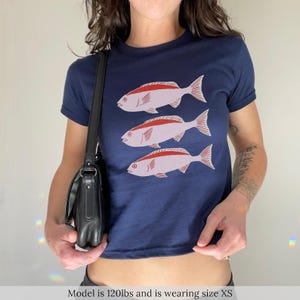 Fish Baby Tee Trendy Aesthetic Simple Graphic Screen Print Modern y2k Painted Womens Trending Baby Tee