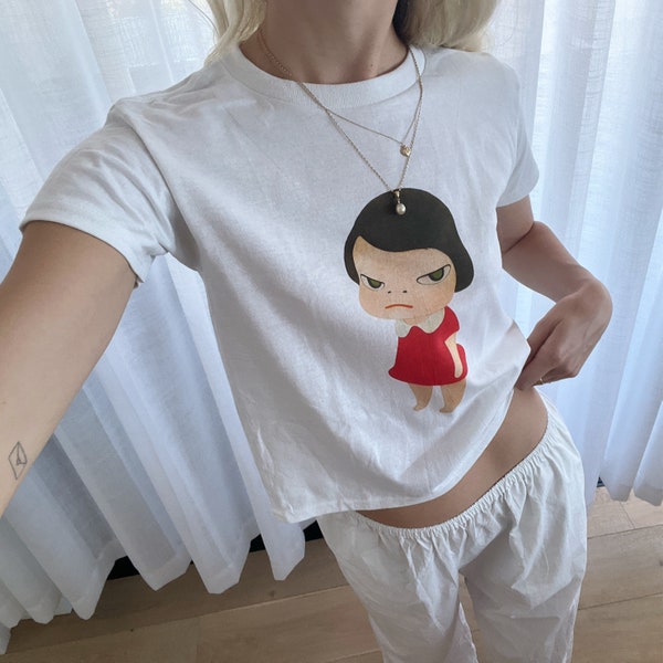 Yoshitomo Nara Red Dress Girl 90s Baby Tee | Lightweight Unisex Cotton T-Shirt | Sustainably Made