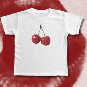 Cherry y2k Baby Tee Red Aesthetic Cherries Trendy Womens Coquette Baby Tee