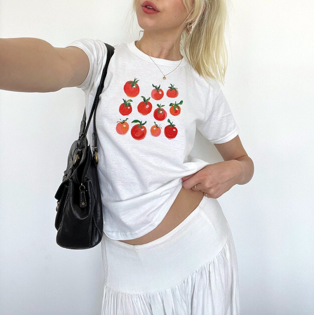 Tomatoes Baby Tee Italian Girl Summer Coquette Baby Tee Shirt Cute Aesthetic Baby Tee Women&#39;s T-Shirt