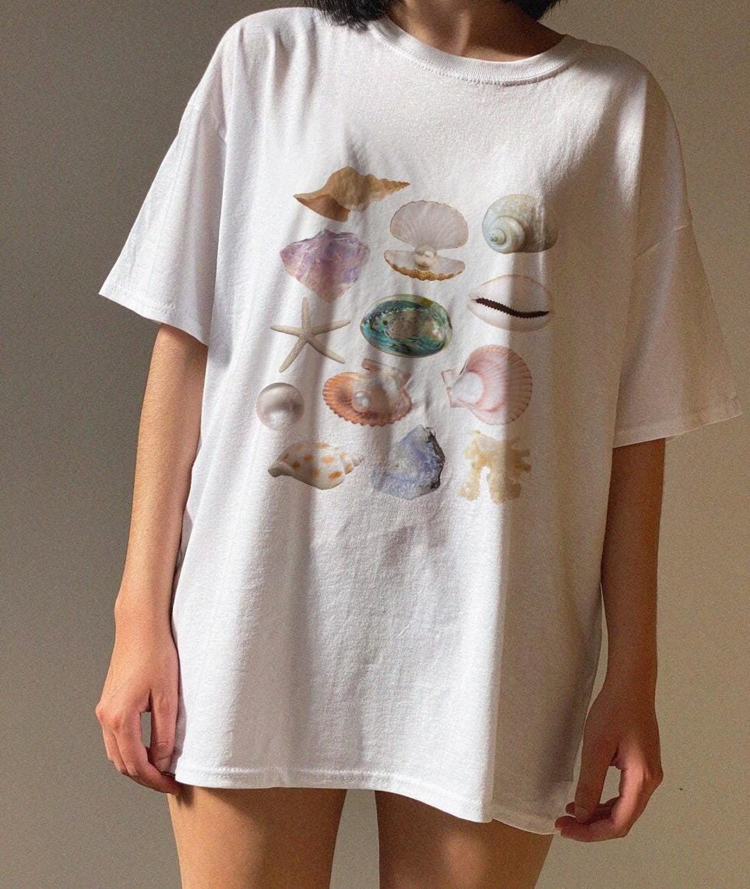 Shell Style Shirt Sea Shell Tee Vintage Collage Aesthetic Seashell Classic Shirt Coastal ...
