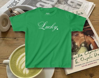 Lucky St. Patricks Day Baby Tee Four Leaf Clover y2k Baby Tee St Patty's Baby Tee Luck of the Irish Vintage Aesthetic