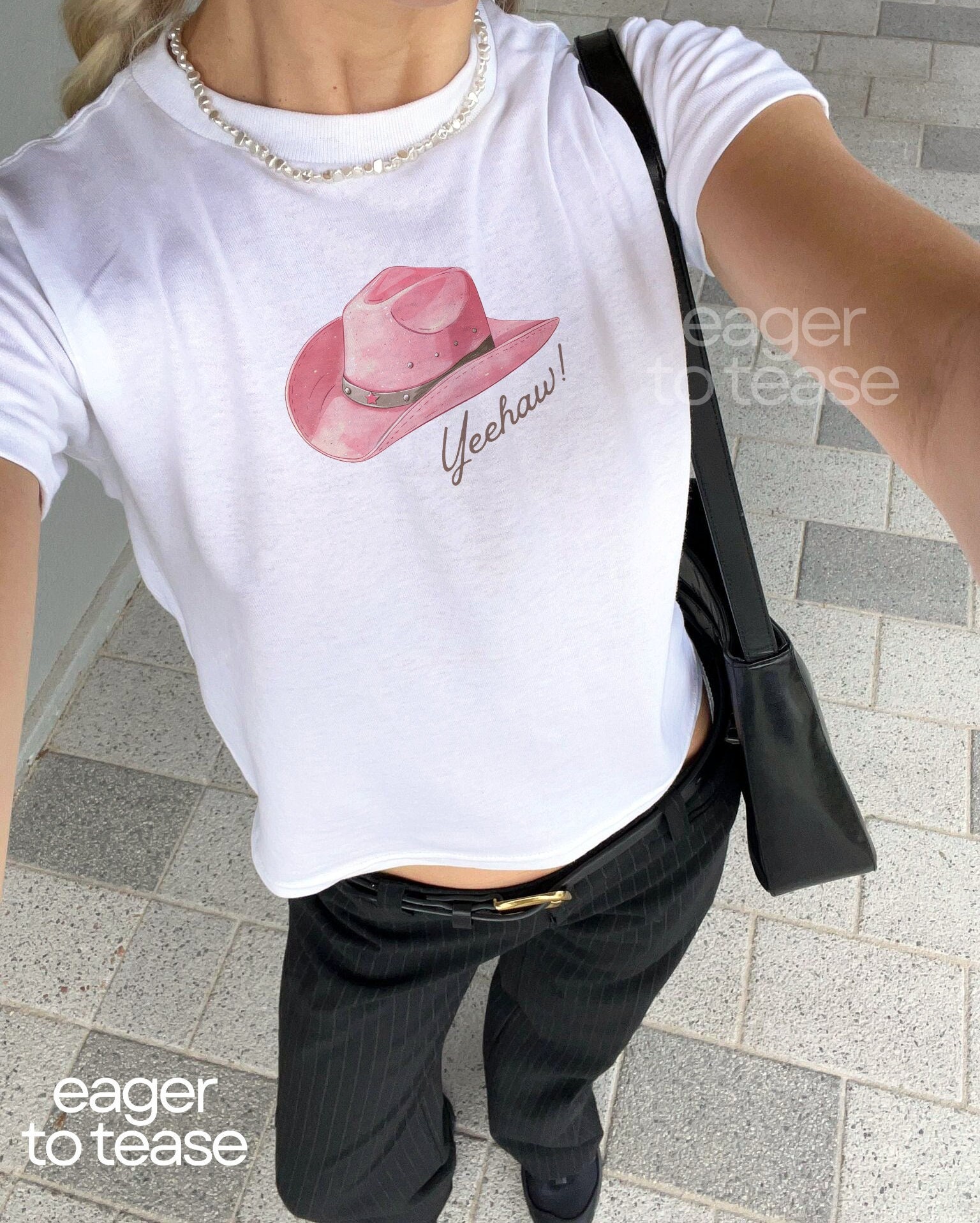 Pink Cowboy Hat Baby Tee - 90s Style Cotton Cowgirl Shirt - Etsy