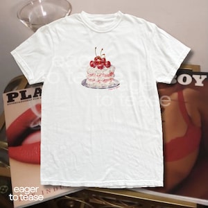 Pink Cherry Cake Painting Coquette Classic Tee | Quality Unisex Cotton Shirt | Sustainably Made