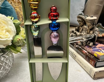 holiday colorful themed cake knife and server set of 2