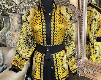 Carnation Vintage Silk gold black Blouse