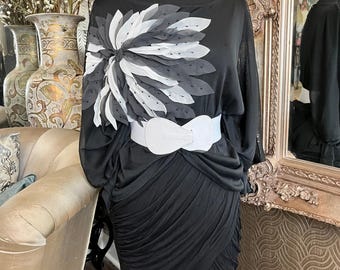For Cynthia sheer black fabric accented tunic