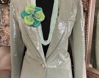 Sans souci sage green sequin blazer