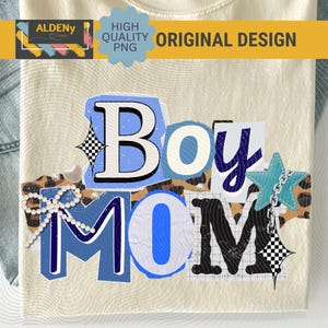 Preppy Ransom Letters Boy Mom PNG, Magazine Cutouts Style Boy Mama PNG,Mothers Day Sublimation Digital Design, New Mom Digital Download image 3