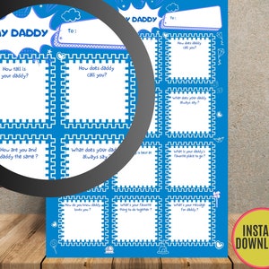 Personalized gift for dad from kids, Fathers day gift from kids printable, My Daddy questionnaire for Father&#39;s Day, Last minute gift, dad