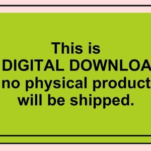 May include: A digital download announcement on a light green rounded rectangle, framed by a pink border with black star accents. The text states, "This is a DIGITAL DOWNLOAD, no physical product will be shipped."