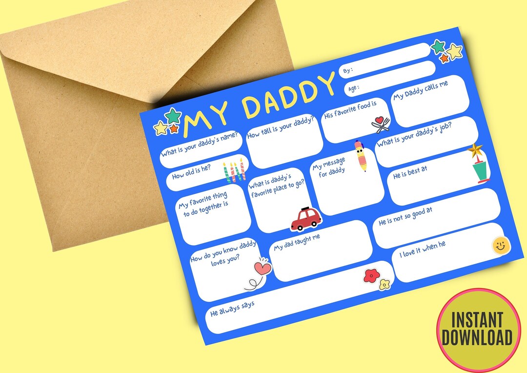 Interview Card Layout Personalized Father's Day Interview Card: Fill-in-the-blanks Gift ...
