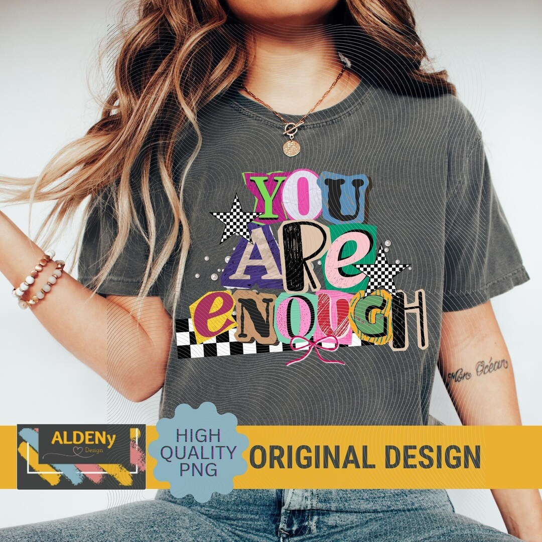 Preppy Ransom Letters You Are Enough PNG, Magazine Cutouts Style Womens ...
