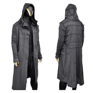 XS-8XL Quilted Sleeves and Back Overlong Cardigan JACKET,Cyber Goth Jacket,Asymmetric Punk Cosplay, Futuristic- Apocalyptic Dystopian-BB155
