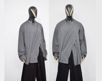 Camiseta de manga larga de dos piezas para hombre SHINOBI, tallas XS-8XL, camiseta de estilo hip hop de estilo vintage, camiseta holgada utilitaria, camiseta básica BB485