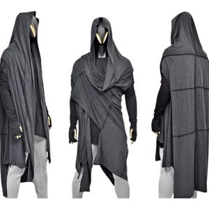 Poncho largo tipo cárdigan, kimono japonés extragrande sin mangas, capa con capucha y chaleco asimétrico, disfraz de Halloween Dune - BB0154