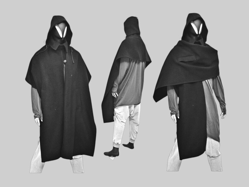 BTS Wool Medieval Robe, Ancient Assassin Ninja Fantasy Long Poncho ...