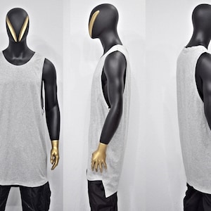 XS-8XL Men&#39;s Multi OVERLONG TANKTOP / Side Slit Draped Underwear,Jumbo Overlong Top,Extended Tshirt, Streetwear Shirt- BB426