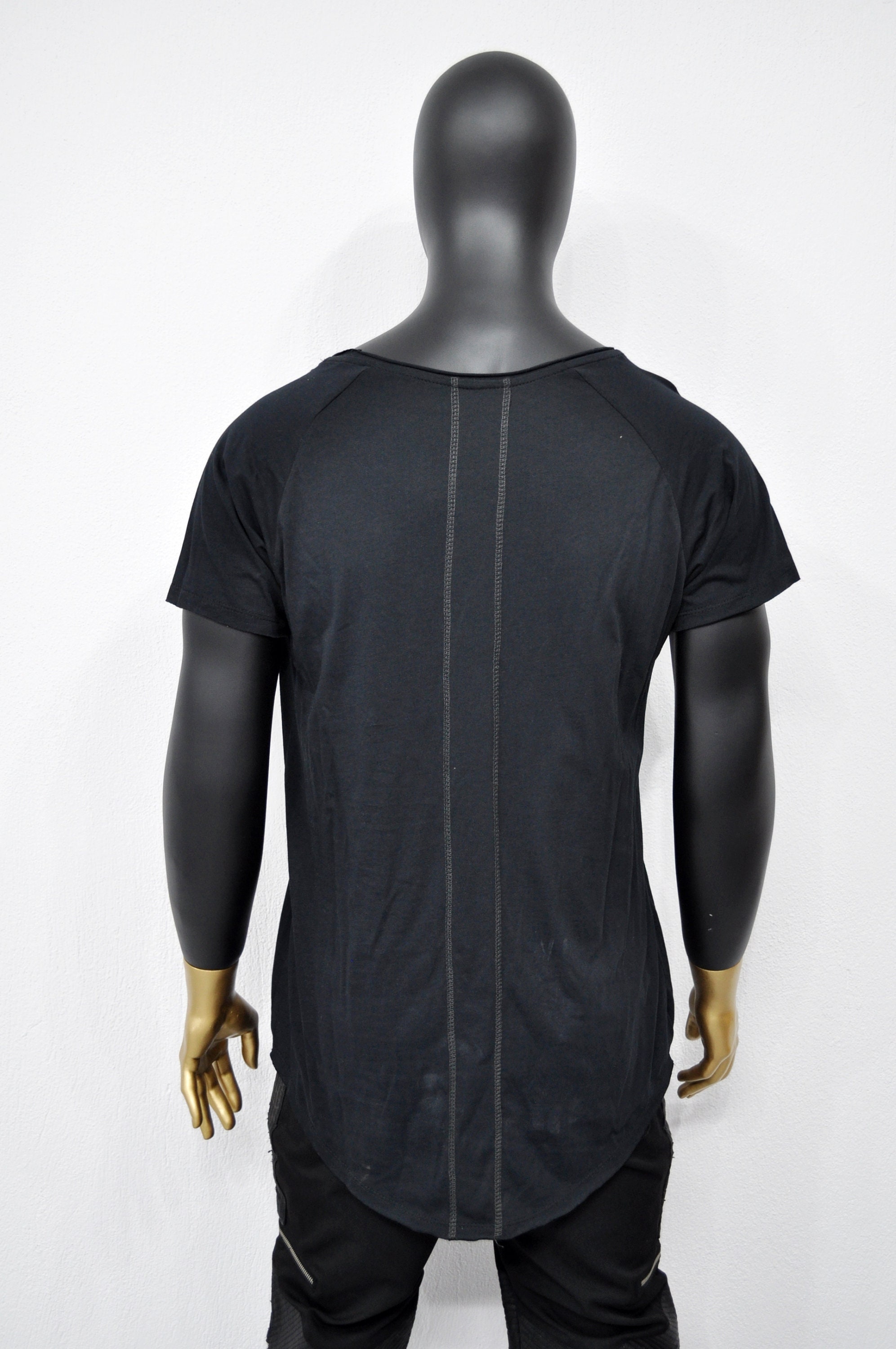 XS-8XL Men's Short Sleeve Scoop Raw Neck Curved Hem T-shirt