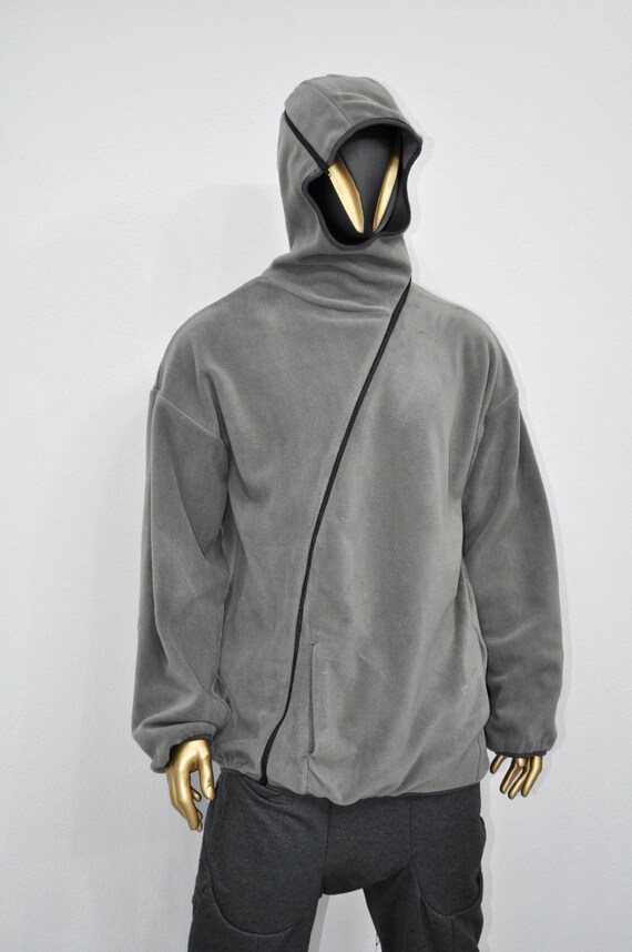 XS-8XL Symmetrical Zip Through Hood Polar Fleece Jacket