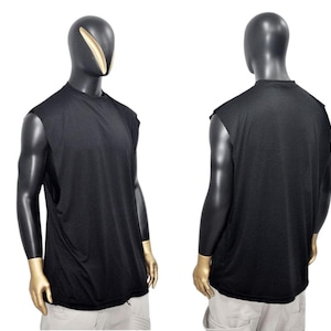 Men&#39;s Black Muscle Tank Top | Sleeveless Gym Shirt | Armhole Workout Tee | Minimalist Streetwear | Fitness Tank | Summer Activewear -BB513