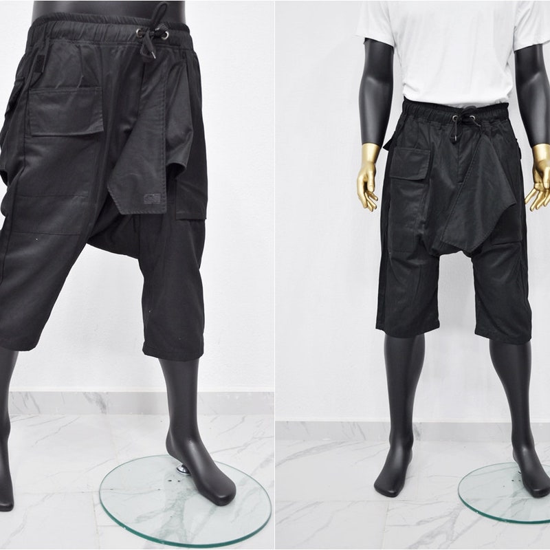 Cyberpunk Street-Style Star Arc Cocoon Pocket Shorts - Men