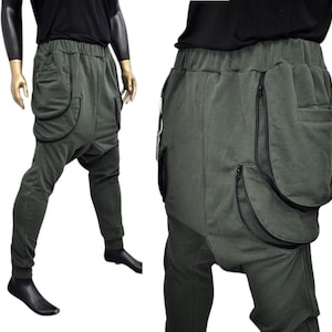 Asymmetric Extravagant Black Loose Casual Drop Crotch Harem Pants | Avant-Garde Streetwear | Ninja Techwear Joggers | Urban Dance  -BB205