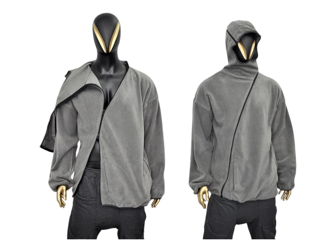 トップス assassin XS-8XL Symmetrical Zip Through Hood Polar Fleece Jacket Pullover