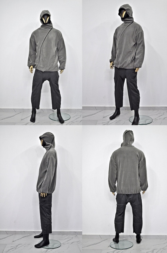 XS-8XL Symmetrical Zip Through Hood Polar Fleece Jacket